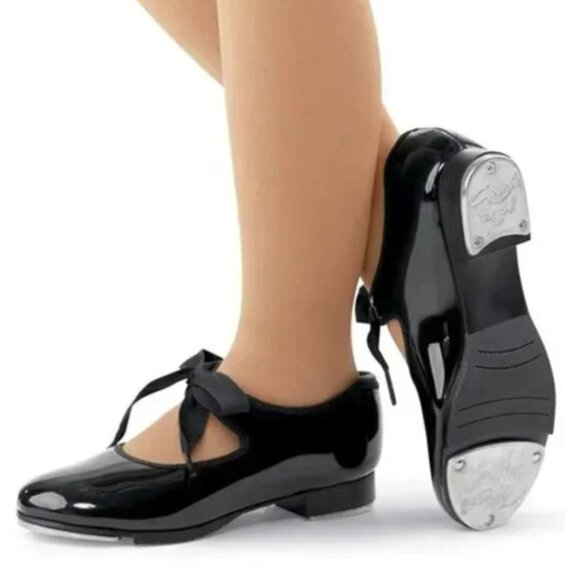 Capezio Jr. Tyette Ribbon Tie Tap Shoes Toddler Child - Capezio Dance Size 8.5 - Picture 1 of 16